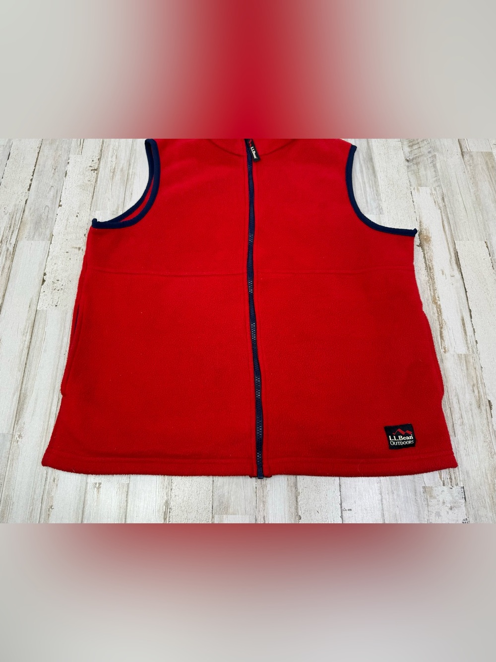 Vintage L.L. Bean Fleece Vest Women’s M Red Made In USA Outdoor Camping Full Zip - Picture 3 of 10